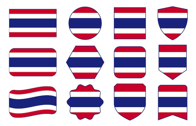 Vector de la bandera de Tailandia en formas abstractas modernas ondeando la plantilla de diseño de la insignia