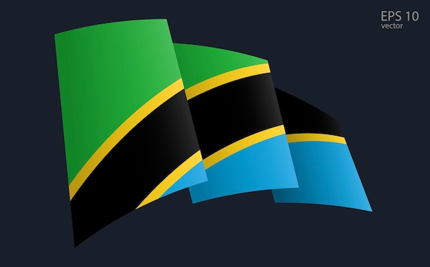 Vector vector de la bandera de tanzania símbolo de la bandera nacional elemento de diseño de la bandera