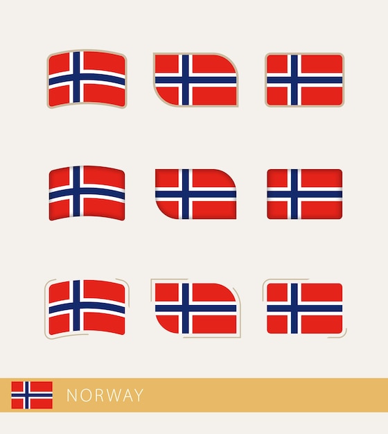 Vector banderas de noruega colección de banderas de noruega