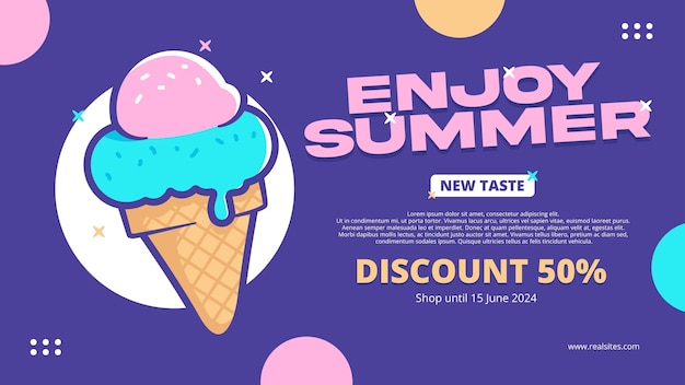 Vector de banner de descuento en helados