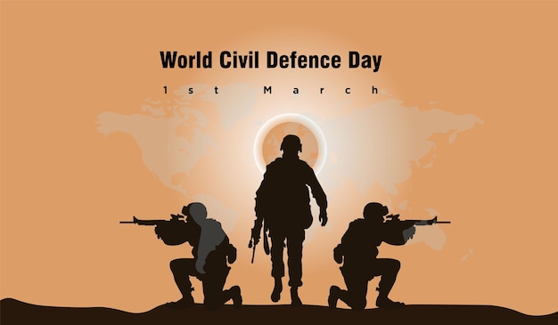 Vector de banner del Día Mundial de la Defensa Civil Ilustración