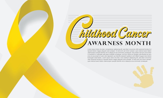 Vector de banner de diseño de mes de concientización sobre el cáncer infantil amarillo blanco