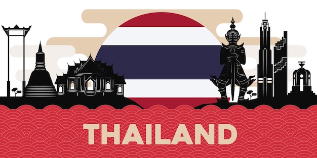 Vector vector de banner de ilustración histórica de tailandia