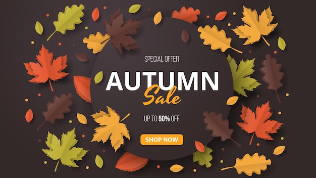 Vector de banner de plantilla de venta de otoño