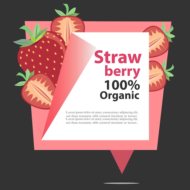Vector Banner Strawberry 100% orgánico