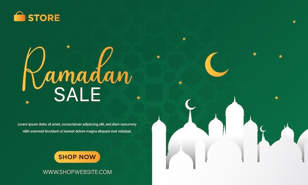 Vector de banner web moderno Ilustración de vector de venta de Ramadán