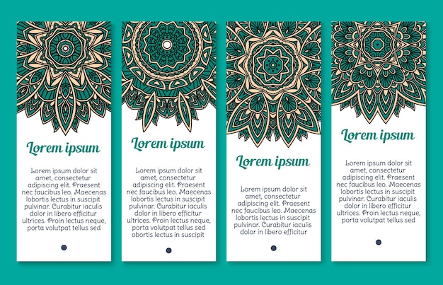 Vector banners patrón floral Paisley o Mandala