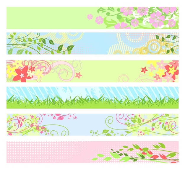 Vector de banners de sitio web floral de primavera