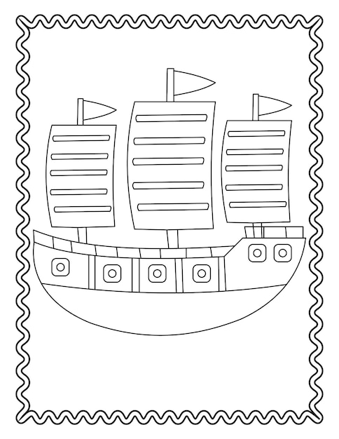 Vector de barco de dibujo a mano