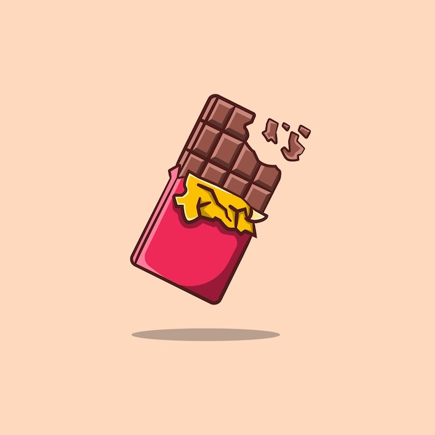 Vector de barra de chocolate mordido aislado