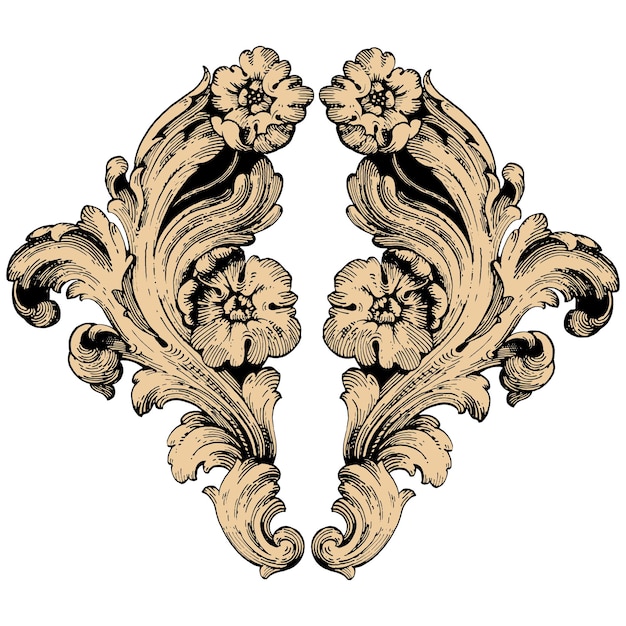 Vector vector barroco de elementos vintage para el diseño.
