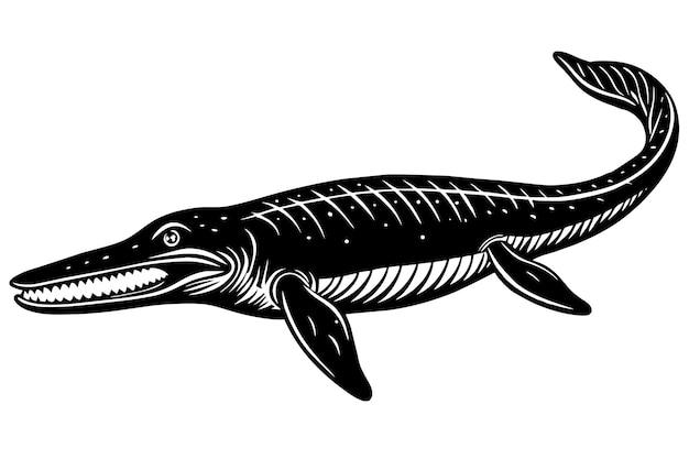 Vector basilosaurio blanco y negro