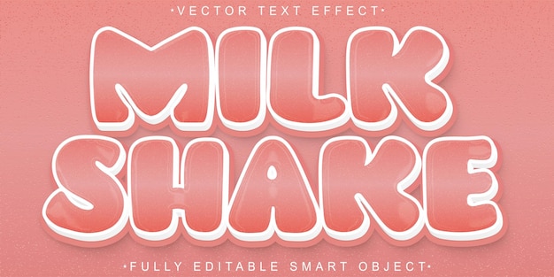 Vector de batido de fresa de dibujos animados Objeto inteligente totalmente editable Efecto de texto