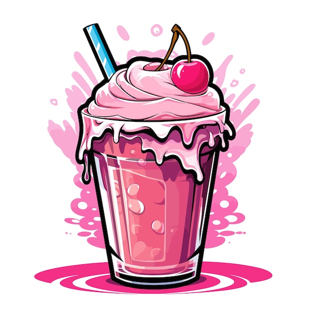 Vector de batido de fresa