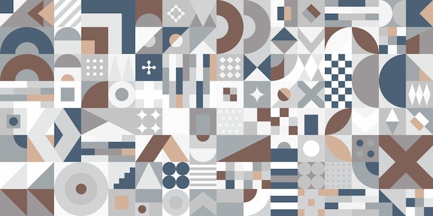 Vector Bauhaus diseño de patrones geométricos sin costuras de colores abstractos creativos de moda