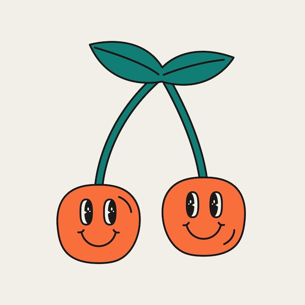 Vector de bayas de cereza de dibujos animados lindo Dos personajes divertidos