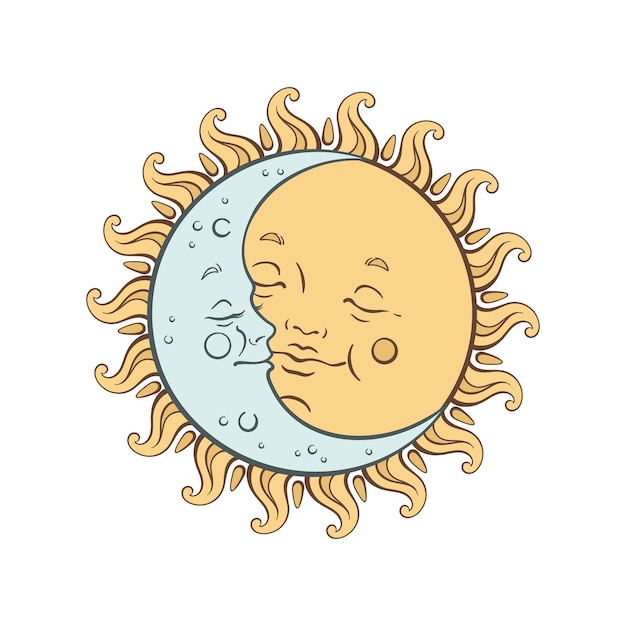 Vector bebé cuerpos celestes linda luna y sol Pastel dibujado a mano vivero o diseño textil para niños