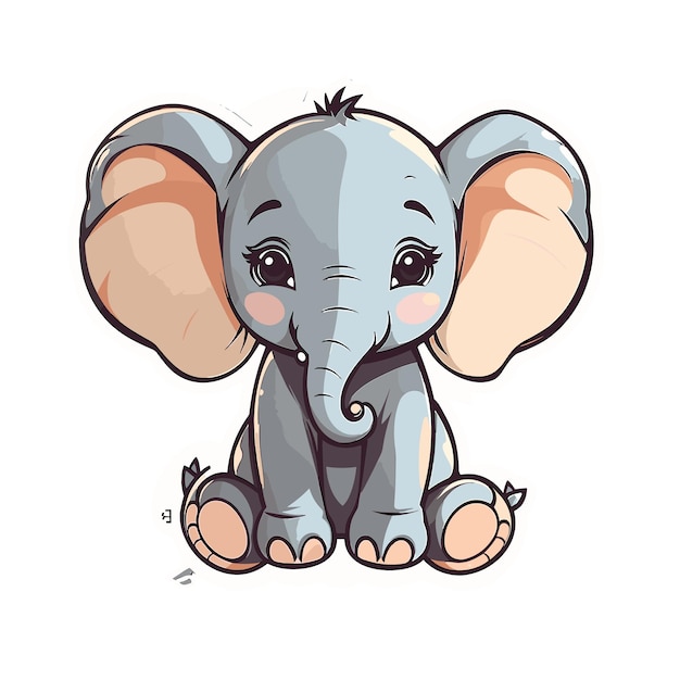 vector, un, bebé elefante, sentado