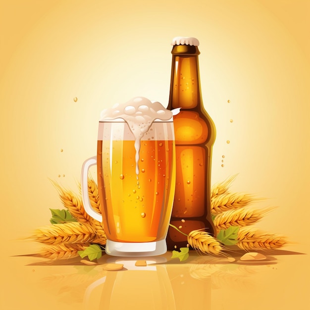 Vector vector bebida alcohol bar cerveza lager ilustración vidrio pub bebida taza cervecería botella