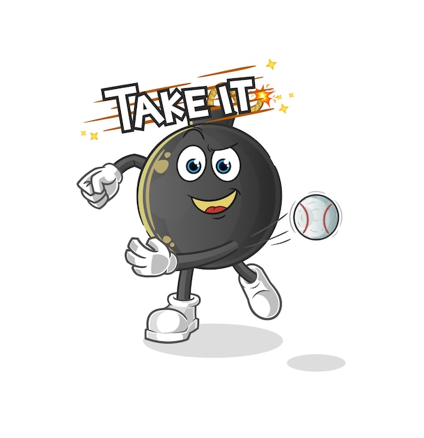 Vector de béisbol de lanzamiento de bomba. personaje animado