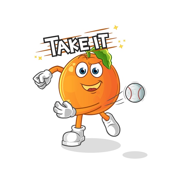 Vector de béisbol de lanzamiento naranja. personaje animado