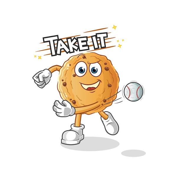 Vector de béisbol lanzando galletas. personaje animado
