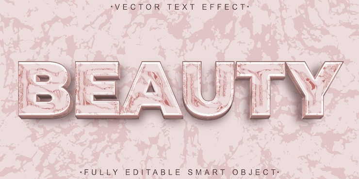 Vector vector de belleza elegante objeto inteligente totalmente editable efecto de texto