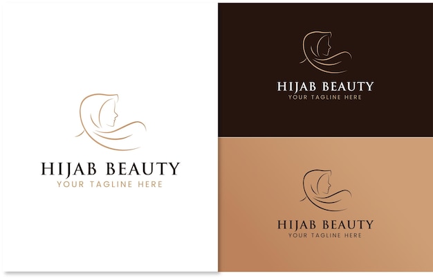 Vector belleza hijab diseño de logotipo vector musulmana plantilla de logotipo de moda