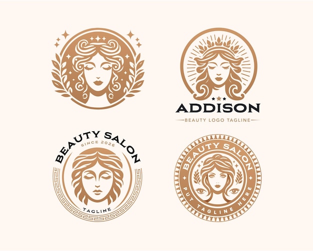 Vector belleza mujer elegante diseño de logotipo de salón para empresa
