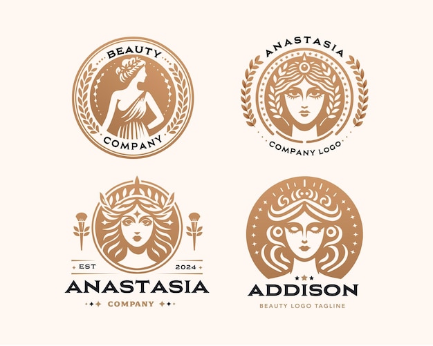 Vector belleza mujer elegante diseño de logotipo de salón para empresa