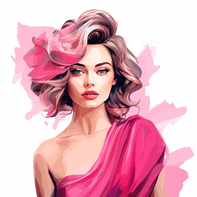 Vector vector de belleza en ropa rosa