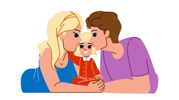 vector de beso familiar