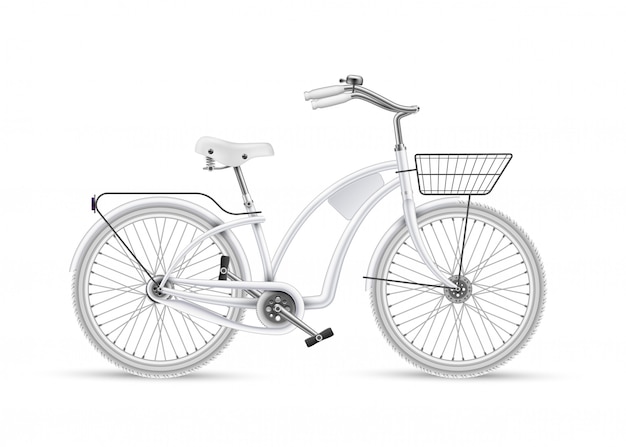 Vector bicicleta blanca realista 3d maqueta aislada