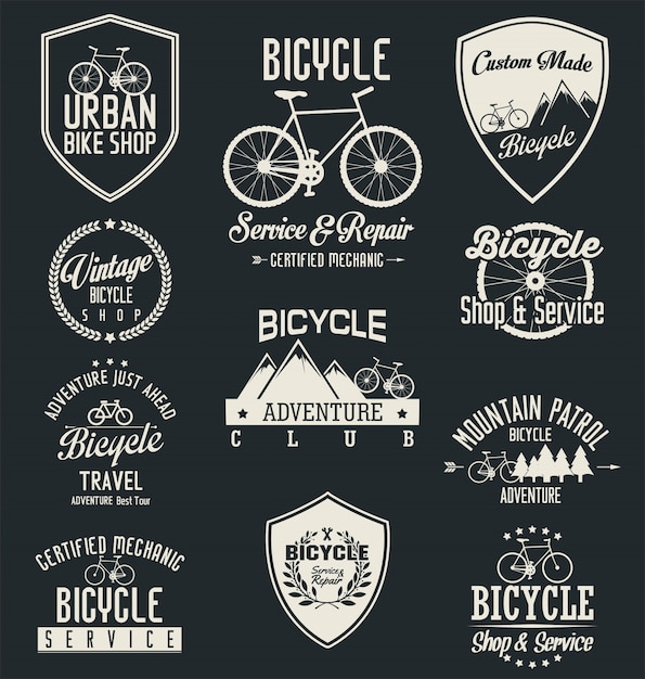 Vector bicicletas insignias y etiquetas