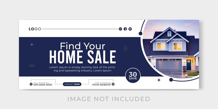 Vector bienes raíces casa venta de propiedades plantilla de portada de Facebook