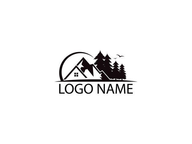 Vector de bienes raíces logotipo de la montaña