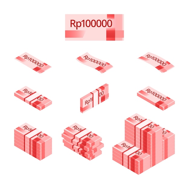 Vector de billetes de rupia indonesia