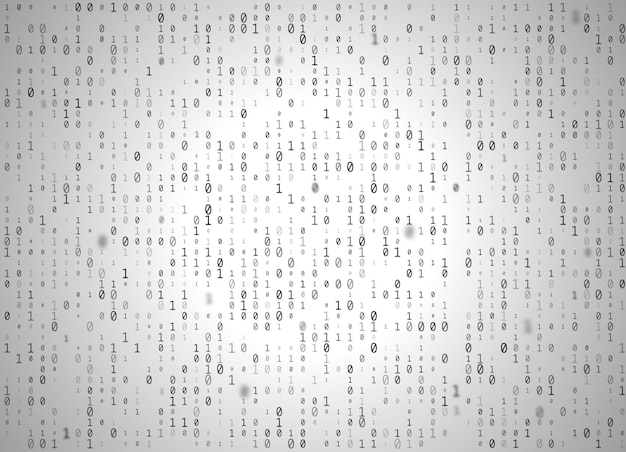 Vector binary code white background Big data and programming hacking decryption and encryption