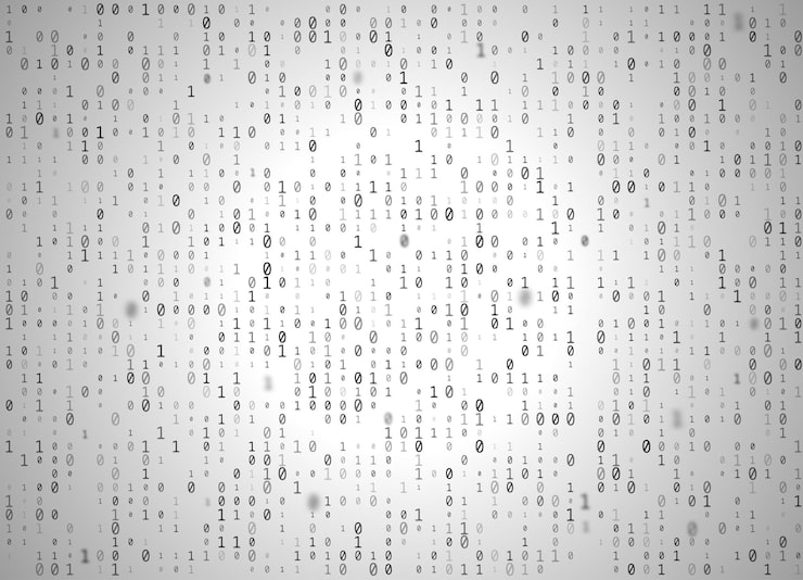 Vector vector binary code white background big data and programming hacking decryption and encryption