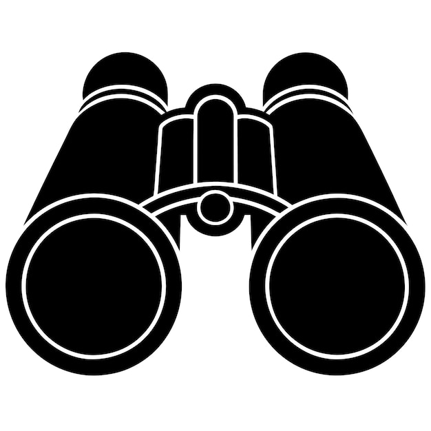 Vector binocular dibujado a mano y ilustración de la silueta de los binoculares modernos