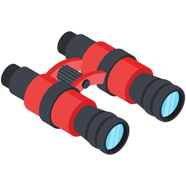 Vector de binoculares rojos isométricos