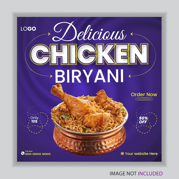 Vector vector biryani comida banner de redes sociales y restaurante biryani alimento plantilla de banner de las redes sociales