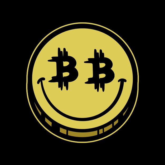 Vector Bitcoin ojos emoticon Streetwear Ilustración de dibujos animados