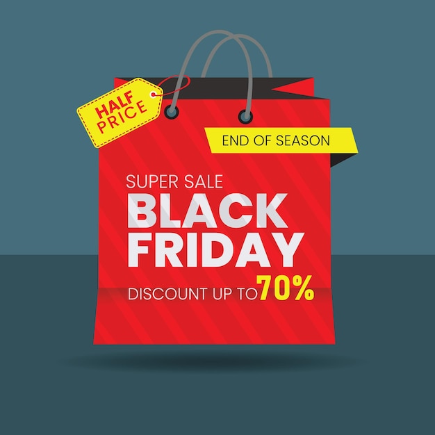 Vector Black Friday venta 70 descuento oferta diseño de banner con efecto de texto editable