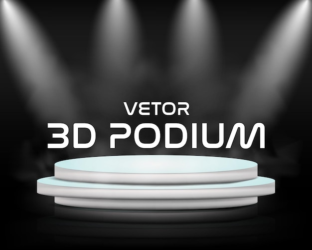 Vector blanco 3D podio iluminado escenario