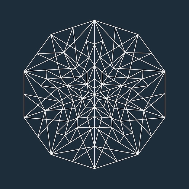 Vector blanco abstracto geométrico bajo diseño de línea poli estrella con polígonos vacíos en fondo azul oscuro aislado en capas