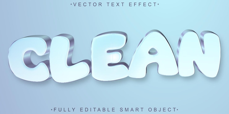 Vector vector blanco azul limpio efecto de texto de objeto inteligente totalmente editable