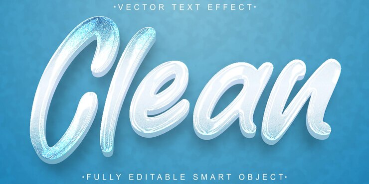 Vector vector blanco azul limpio efecto de texto de objeto inteligente totalmente editable