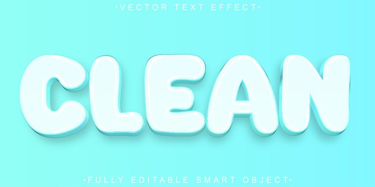 Vector vector blanco azul limpio efecto de texto de objeto inteligente totalmente editable