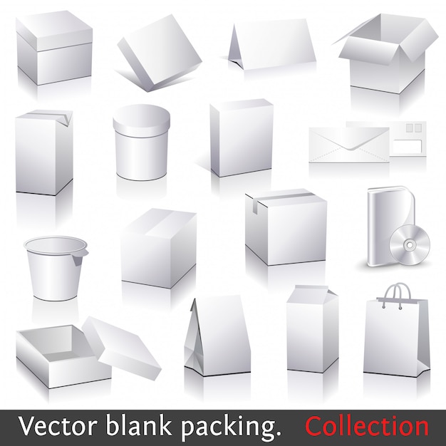 Vector en blanco embalaje colección